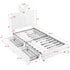Upholstered Bed With Oversized Rabbit Ear Headboard, LED Lights & 4 Storage Drawers