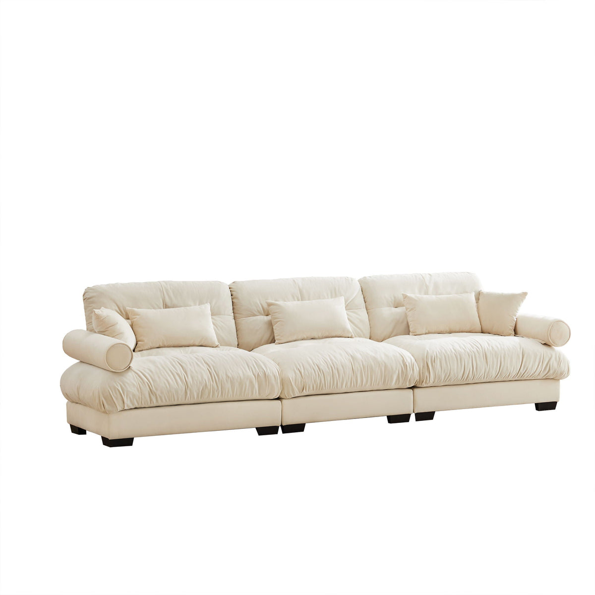 Modern Oversize Sofa With Cloud Like Comfort, Featuring Waist And Throw Pillows