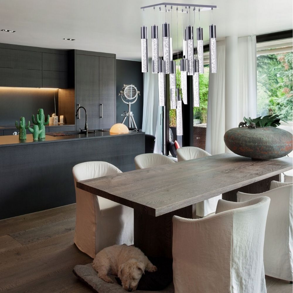 Acrylic Cylinder Chandelier// 13 Light