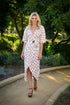Ginkgo Leaf Maxi Wrap Dress in White + Copper