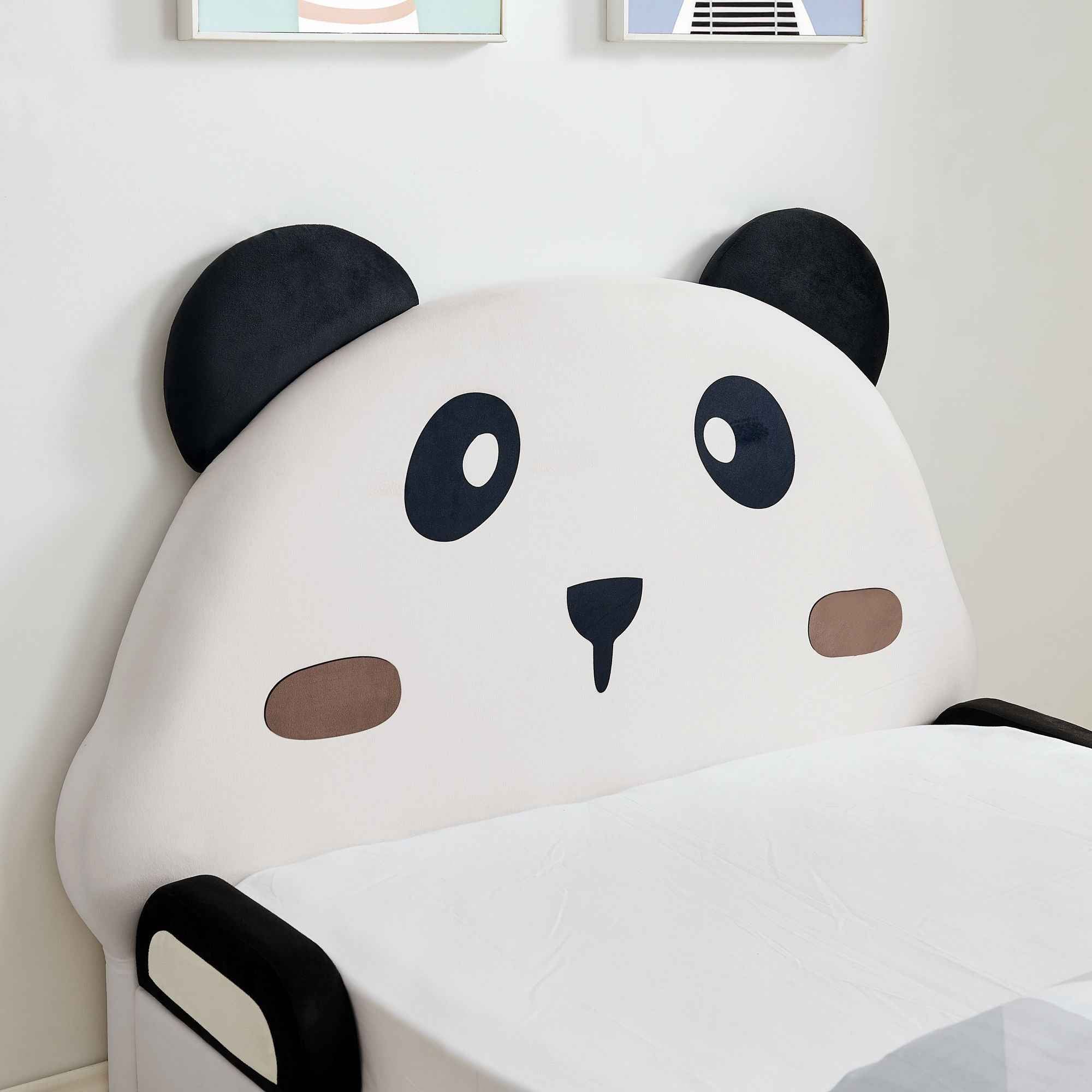 Twin Size Cute Panda Shaped Kids Bed - White / Black