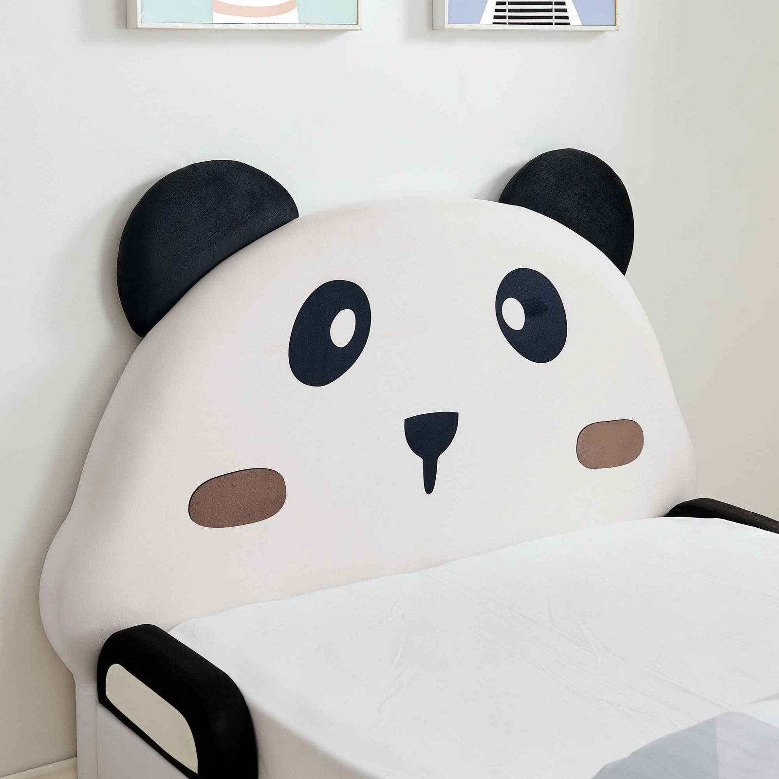 Twin Size Cute Panda Shaped Kids Bed - White / Black