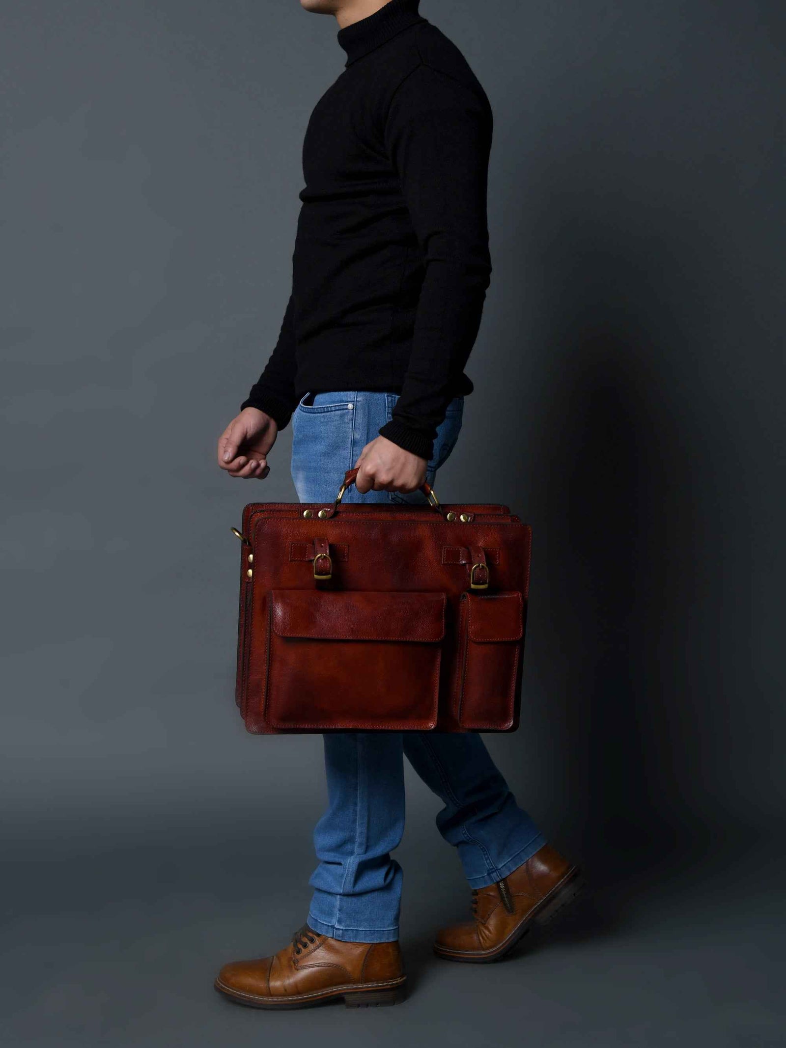 Tuscany Italian Leather Briefcase, Tan