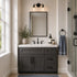 36 Inch Gray Stained Shaker Single Sink Bathroom Vanity with Drawers on the Right