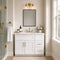 36" White Shaker Single Sink Bathroom Vanity with Drawers on the Right