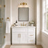 36" White Shaker Single Sink Bathroom Vanity with Drawers on the Right