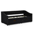 Upholstered Tufted Daybed With 2 Drawers, Waved Arms
