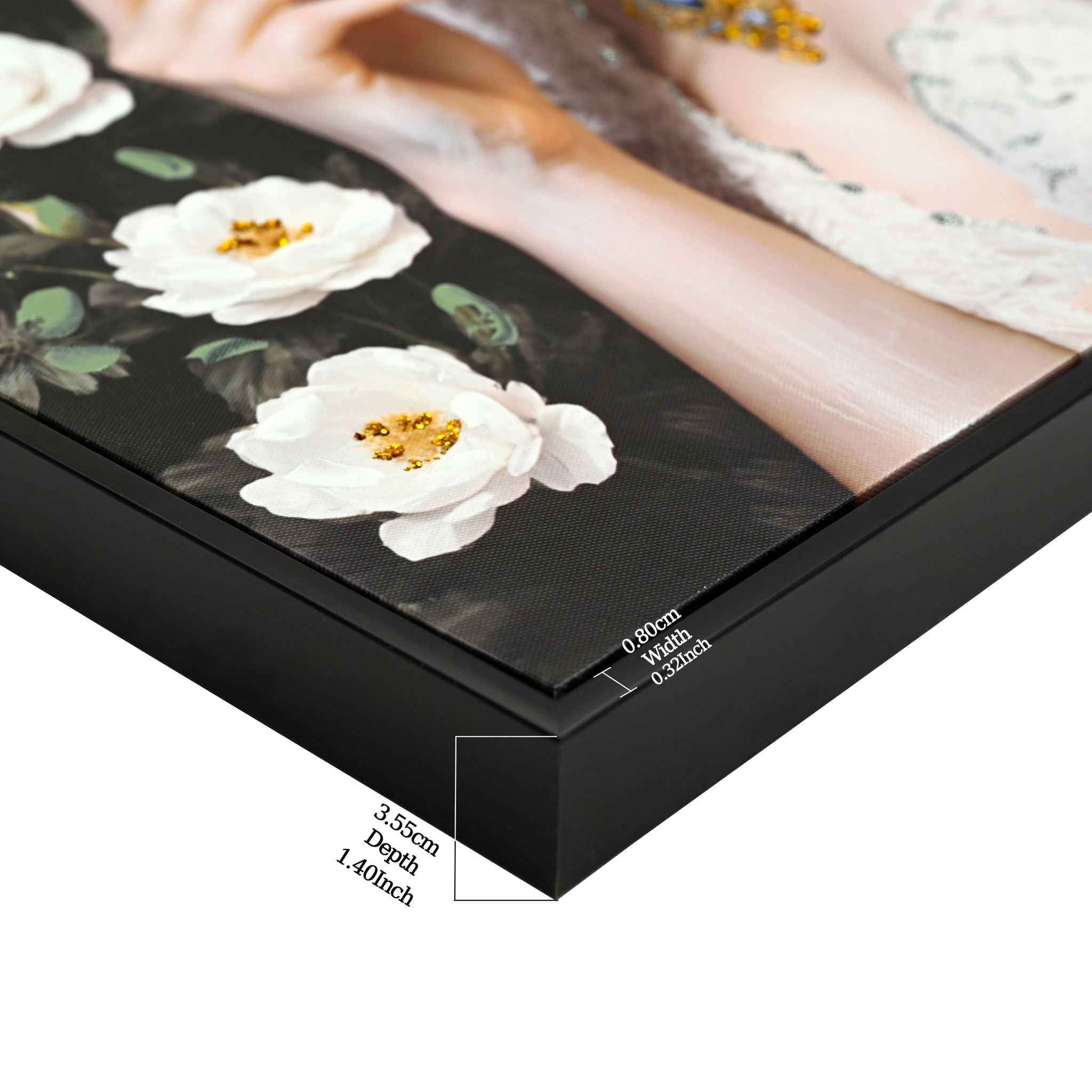 Beauty Posters Beauty Lady Wall Art And Floral Canvas Artwork For Living Room - Ivory / Gold