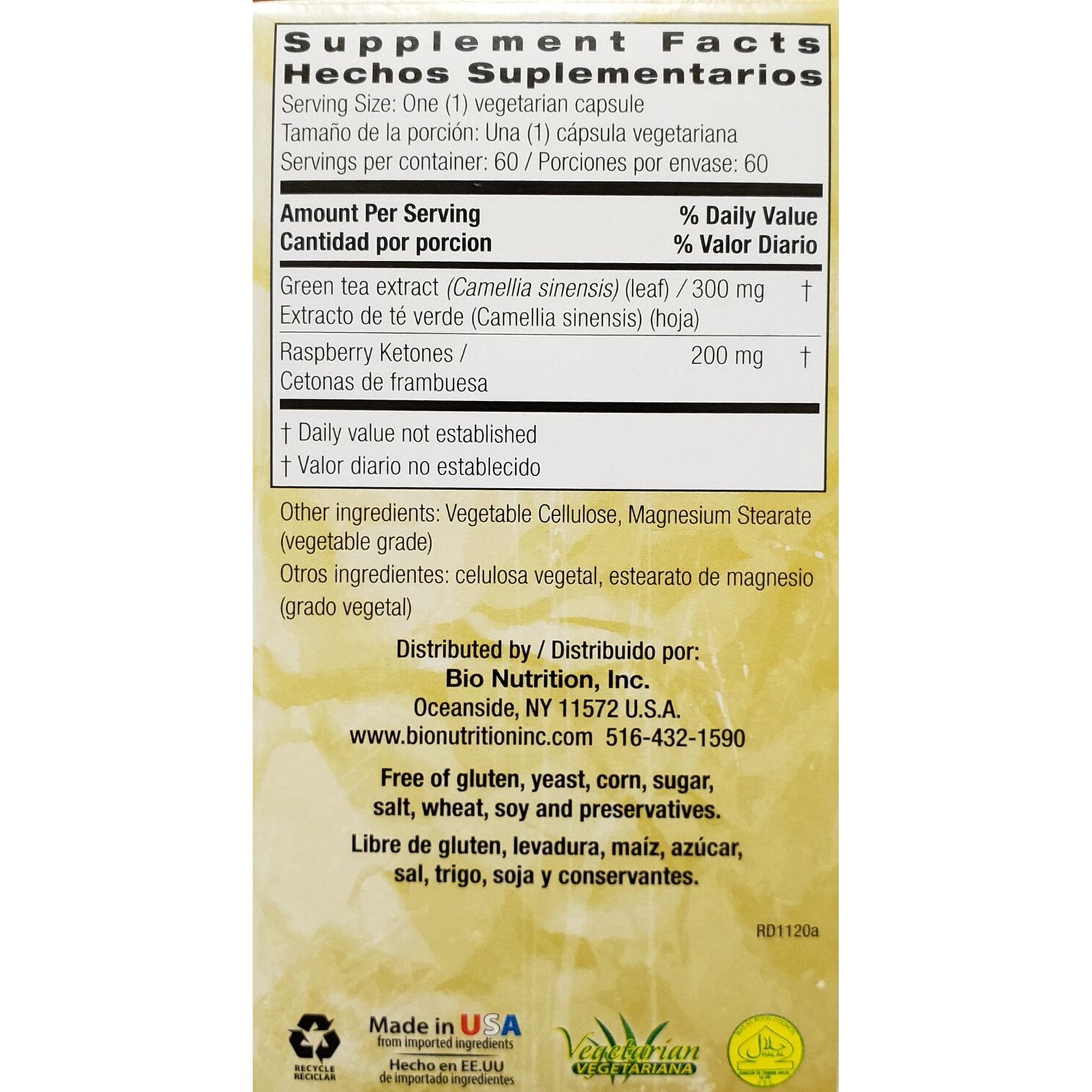 Bio Nutrition Raspberry Keytones - 500mg - Supports Healthy Weight Management (60 Capsules)
