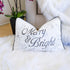 Christmas Throw Pillow with Silver Embroidery – White & Silver