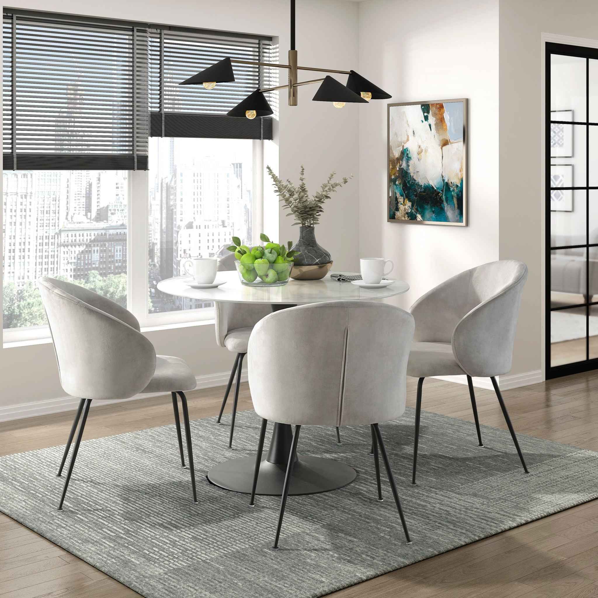 Velvet Upholstery Side Chairs 2 Piece Set With Metal Legs Modern Home Furniture - Beige