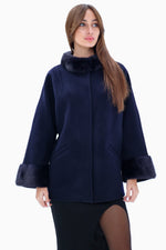 Genuine Mink Fur Virgin Wool Coat