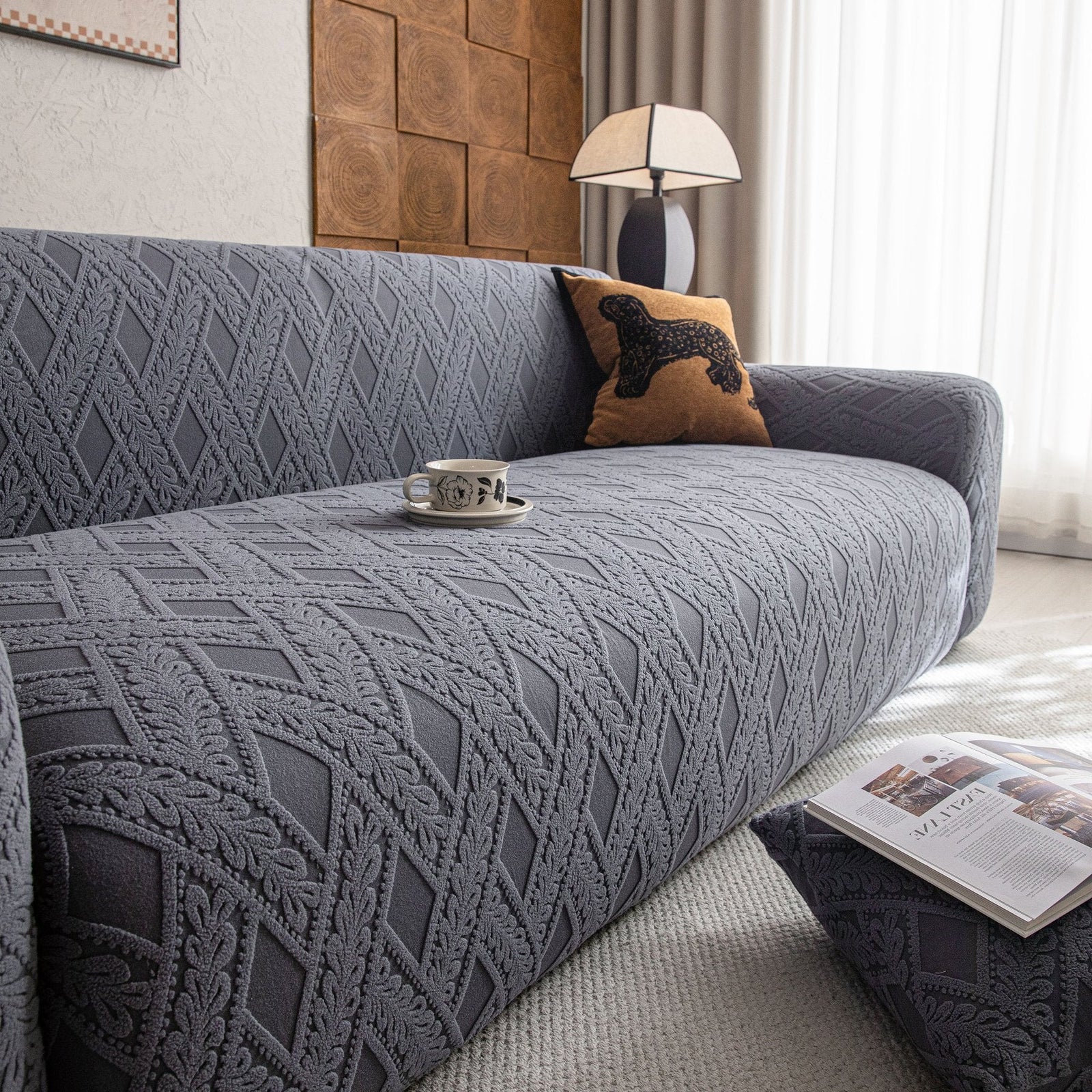 High Stretch 3D Jacquard Sofa Slipcovers, Pet Friendly Non Slip Sofa Cover Washable