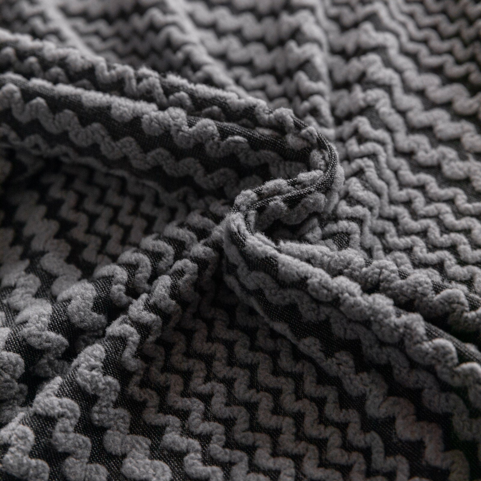 Modern Textured Stretch Sofa Cover, Plush Fleece Sofa Slipcover with 3D Stripe Texture