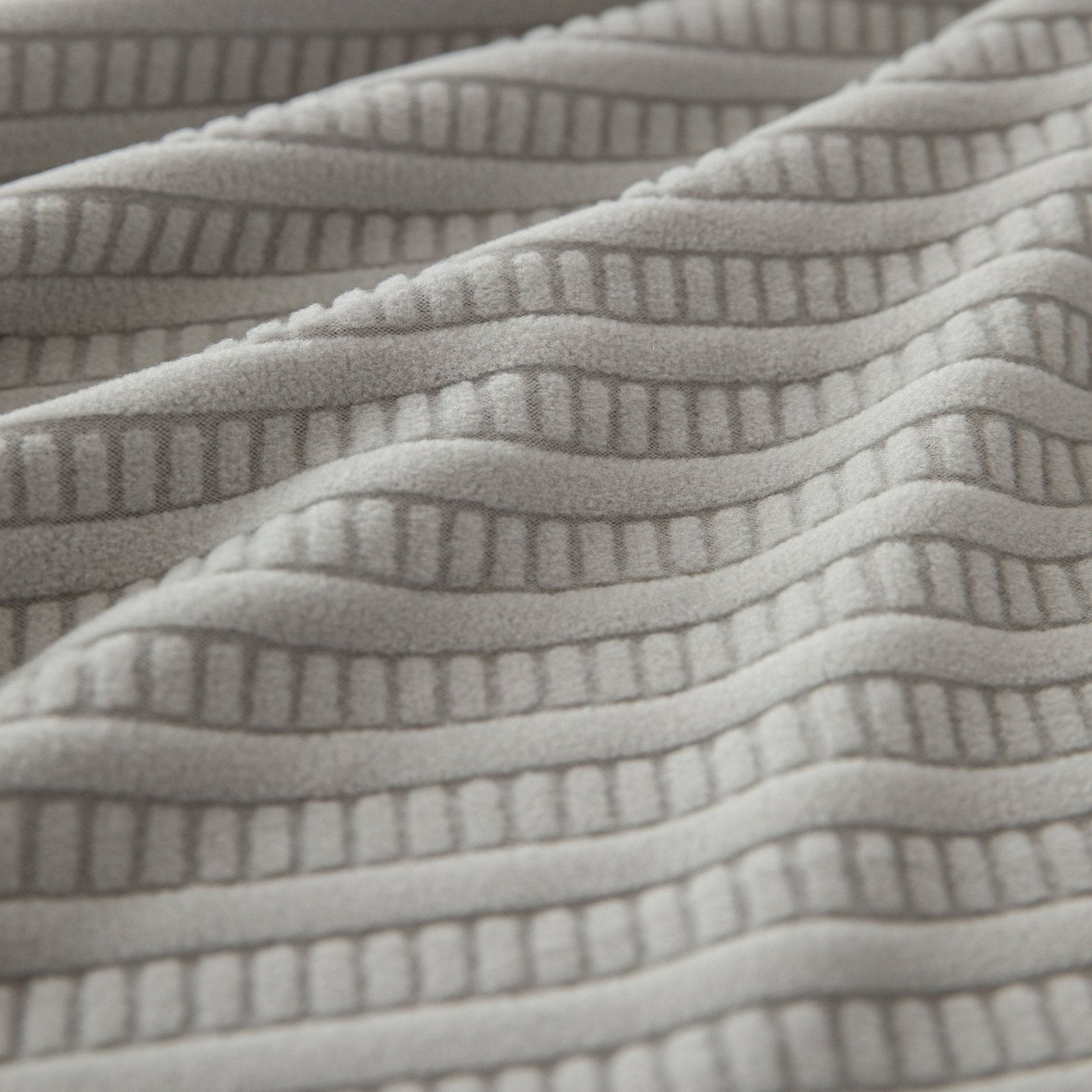 3D Grid Jacquard Sofa Cover, High Stretch Plush Waffle Couch Slipcover with Tie Straps