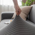 3D Grid Jacquard Sofa Cover, High Stretch Plush Waffle Couch Slipcover with Tie Straps