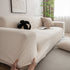 3D Grid Jacquard Sofa Cover, High Stretch Plush Waffle Couch Slipcover with Tie Straps