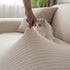 3D Grid Jacquard Sofa Cover, High Stretch Plush Waffle Couch Slipcover with Tie Straps