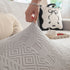 High Stretch Embossed Geometric Slipcover for Couch, Cozy Plush Fleece Couch Cover