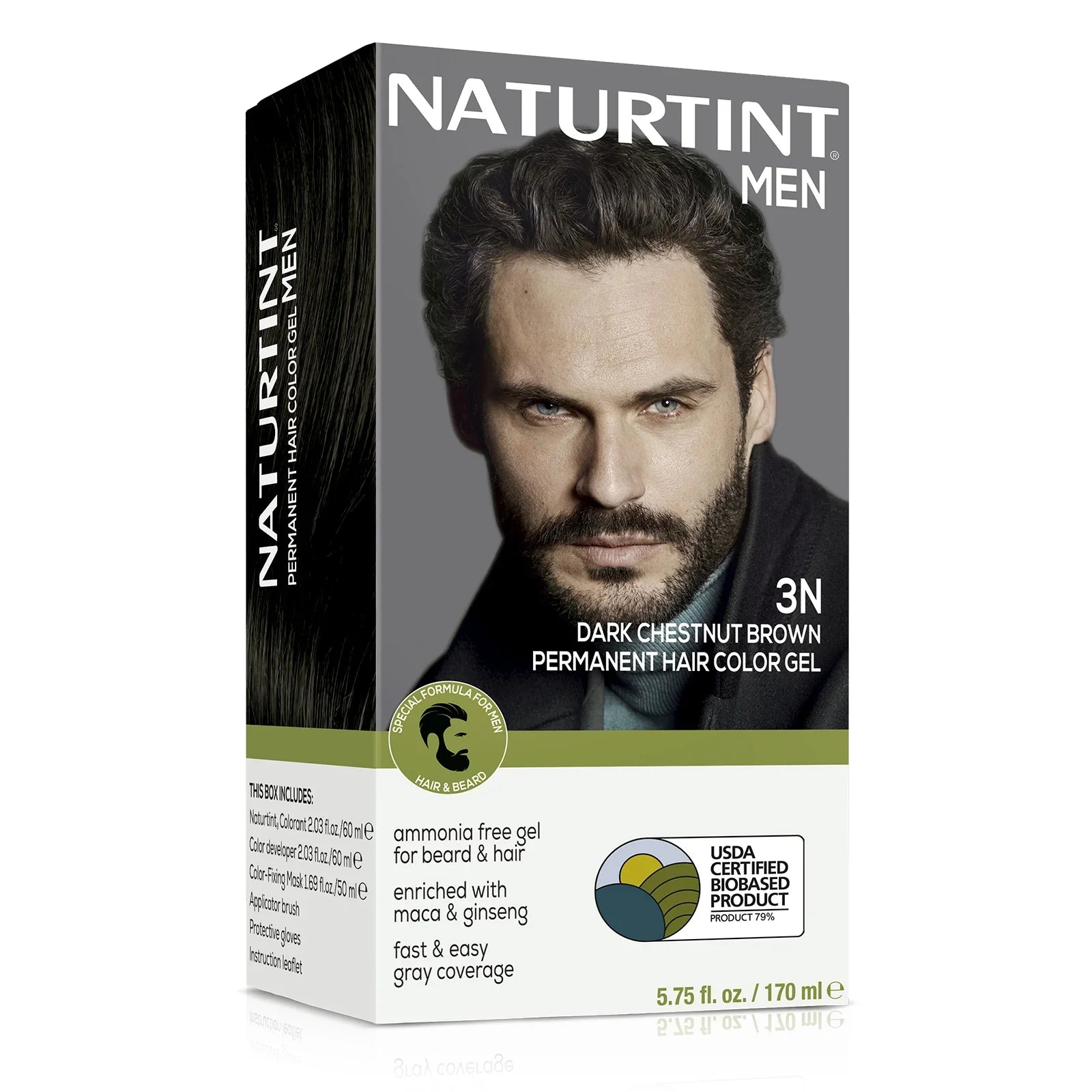 Naturtint Men's Hair Color 3N Dark Chestnut, 5.75 fl oz - Natural Gray Coverage