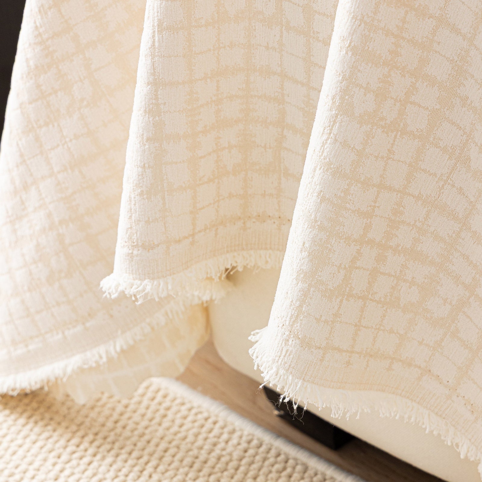 Jacquard Textured Couch Cover Throw, Soft Thick Decorative Slipcover for Couch