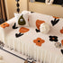 Retro Floral Sofa Cover with Sheer Ruffle Skirt, Decorative Sofa Protector Cover