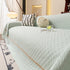 Jacquard Ice Silk Sofa Throw Cover with Gold Trim, Summer Cooling Couch Slipcover