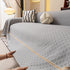 Jacquard Ice Silk Sofa Throw Cover with Gold Trim, Summer Cooling Couch Slipcover