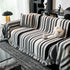 Striped Chenille Sofa Throw Covers, Boho Style Cozy Couch Protector Blanket