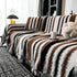 Striped Chenille Sofa Throw Covers, Boho Style Cozy Couch Protector Blanket