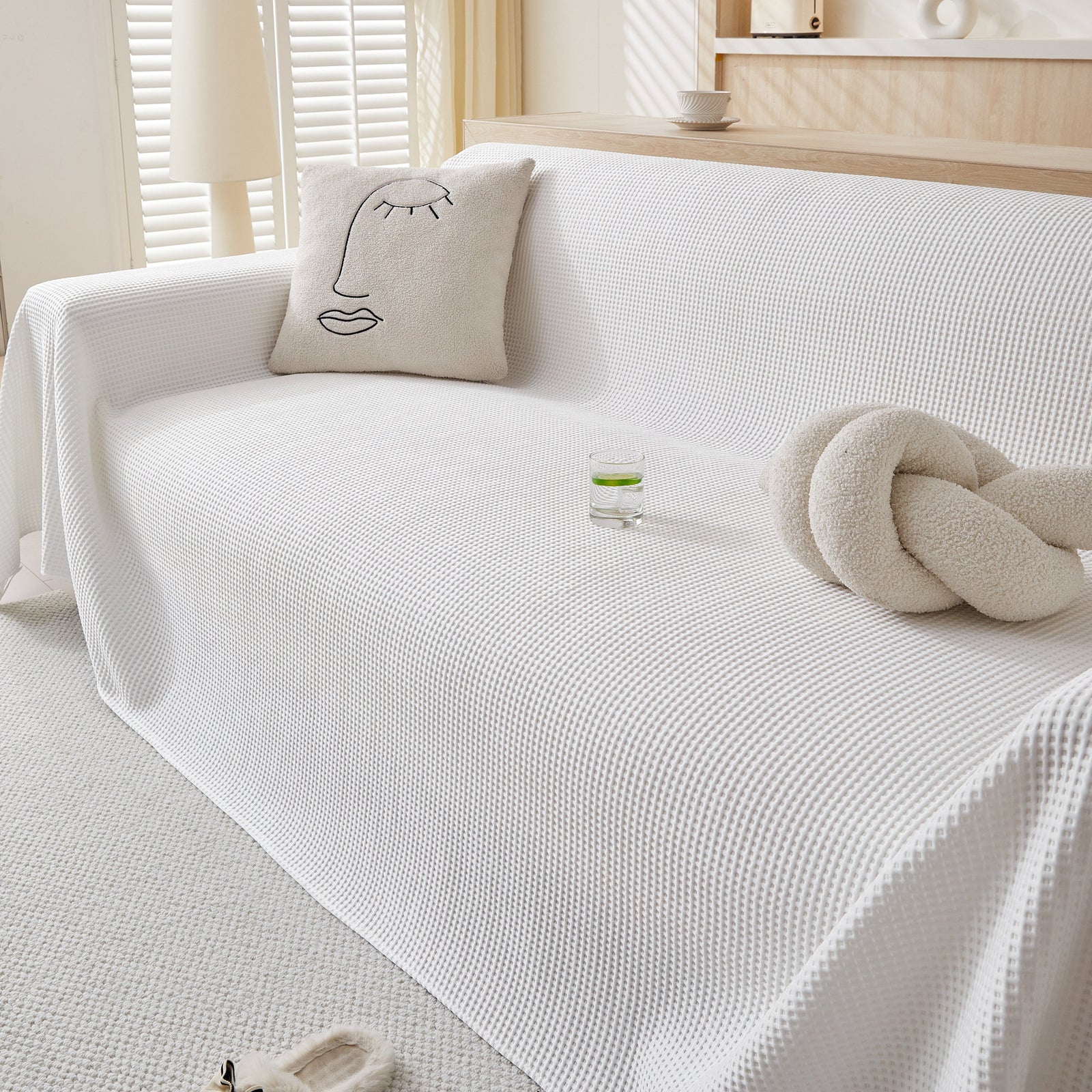 Cooling Comfy Throw Sofa Cover, Textured & Breathable, Multi-Use Decorative Couch Covers for Summer
