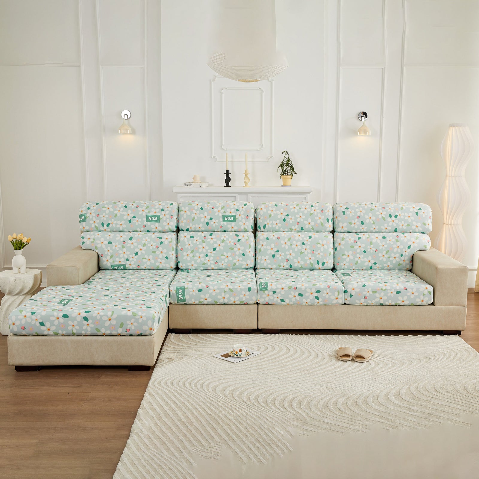 Stretch Individual Cushion Slipcovers, Furniture Protector with Elastic Bottom, Couch Cover Replacement