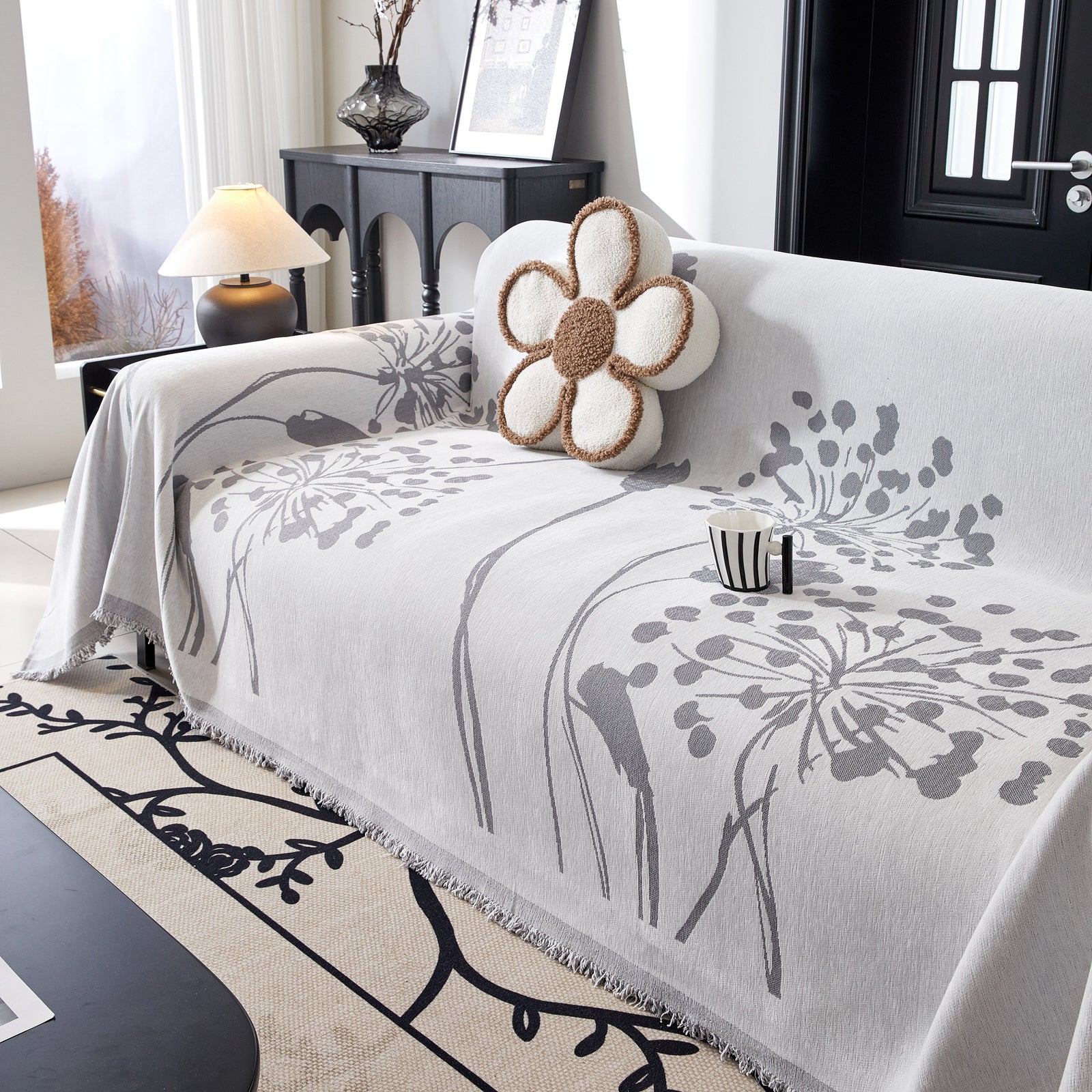 Dandelion Blanket Throw for Sofas Chenille Furniture Couch Cover, Couch Cushion Cover for Kids, Pets