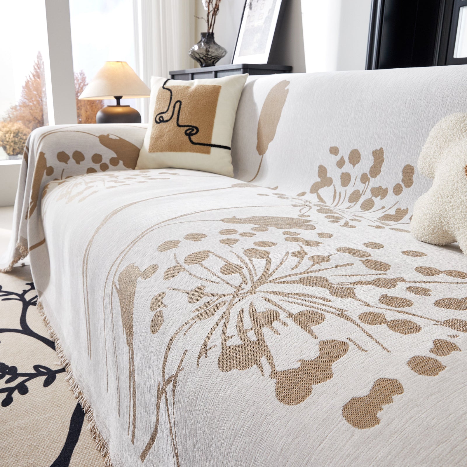 Dandelion Blanket Throw for Sofas Chenille Furniture Couch Cover, Couch Cushion Cover for Kids, Pets