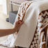 Bohemian Tufted Sofa Cover, Plush Fleece Throw Blanket with 3D Woven Aztec Stripes
