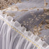Elegant Botanical Sofa Cover with Pleated Tulle Skirt, Vintage Floral Couch Protector