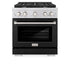 ZLINE 30" Gas Range, Convection Gas Oven, Stainless Steel,Matte Black  SGR-BLM-30