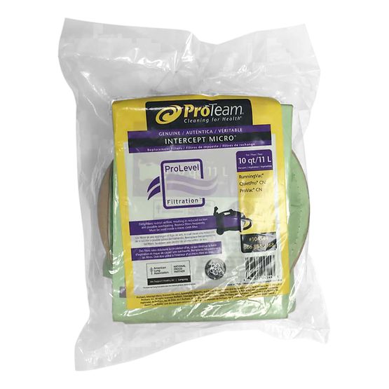 Proteam Intercept 104544 Micro Filter Bags for Select 10 Quart ProTeam Canister Commercial Vacuum Cleaners, 10-Pack