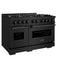 ZLINE 48" Classic Gas Range, Convection Gas Oven Black Stainless Steel Brass Burners, CGRB-BR-48