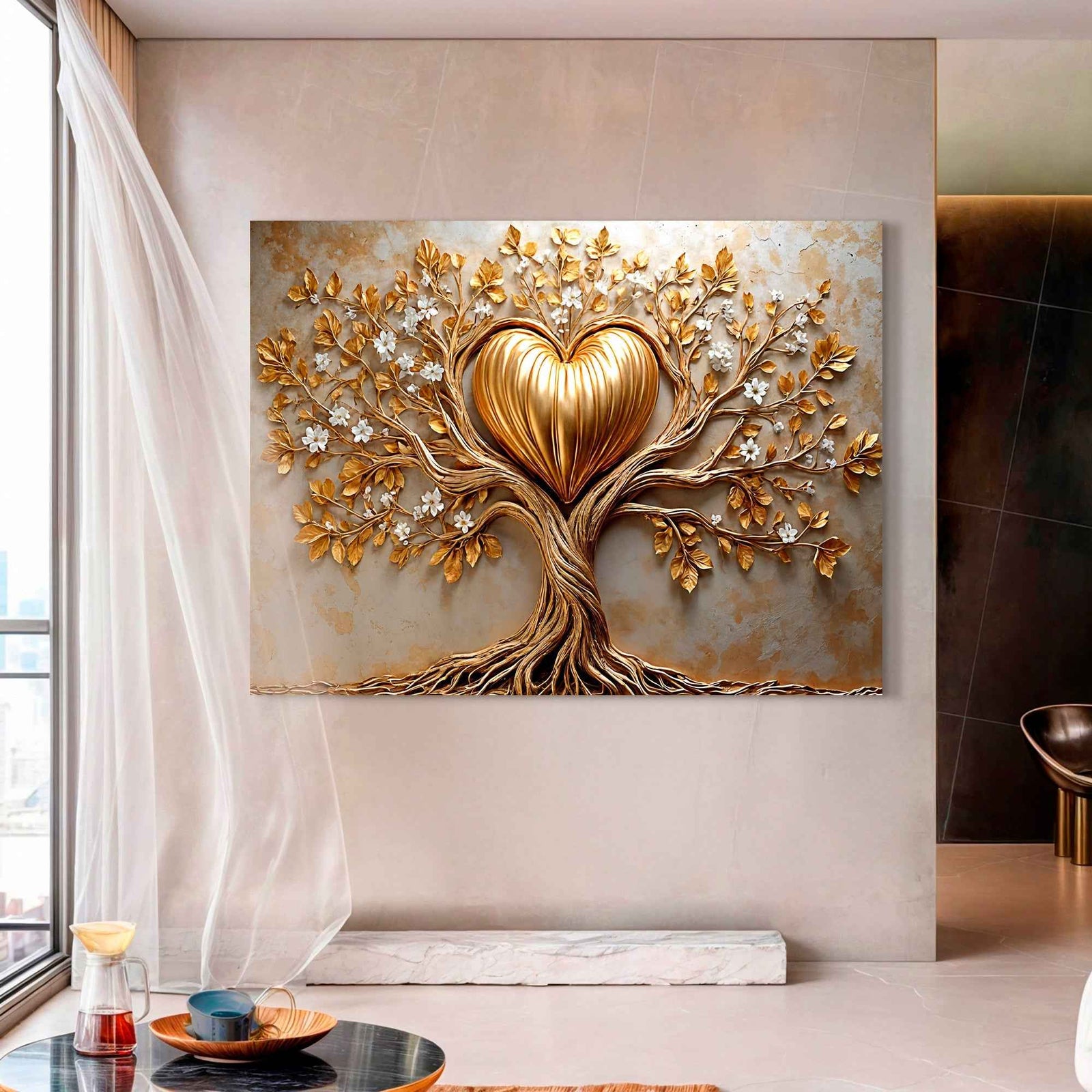 Golden Tree Heart Wall Art