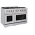 ZLINE 48" Select Dual Fuel Range Gas Cooktop Electric Convection Oven Stainless Steel Brass Burners HDR-BR-48