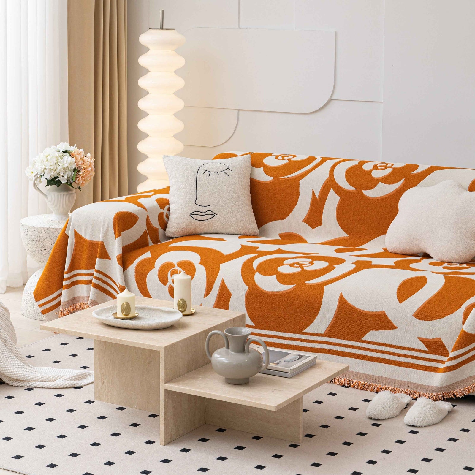 Chenille Sofa Cover Blanket, Couch Cover Blanket Throws for Couches Living Room Furniture Throw Covers
