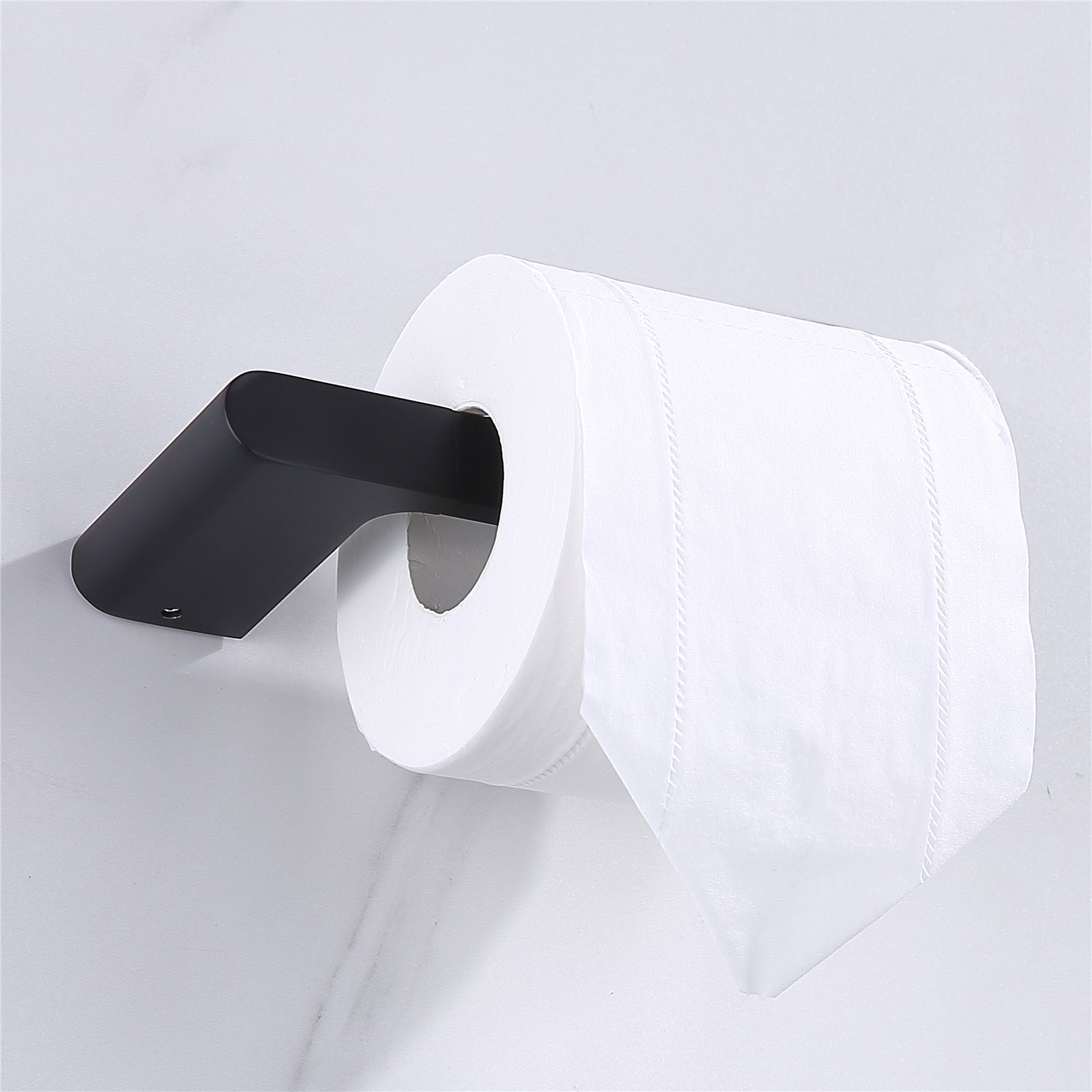Luxurious 4-Piece Brass Matte Black Bathroom Hardware Set: Towel Bar, Towel Ring, Toilet Paper Holder, Robe Hook, and Tower Holder - Wall Mounted