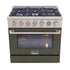 Kucht 36" Propane Range, in Stainless Steel, Olive Green Door, KNG361/LP-OG