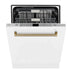ZLINE Autograph 24" Dishwasher, White Door, Bronze DWMTZ-WM-24-CB