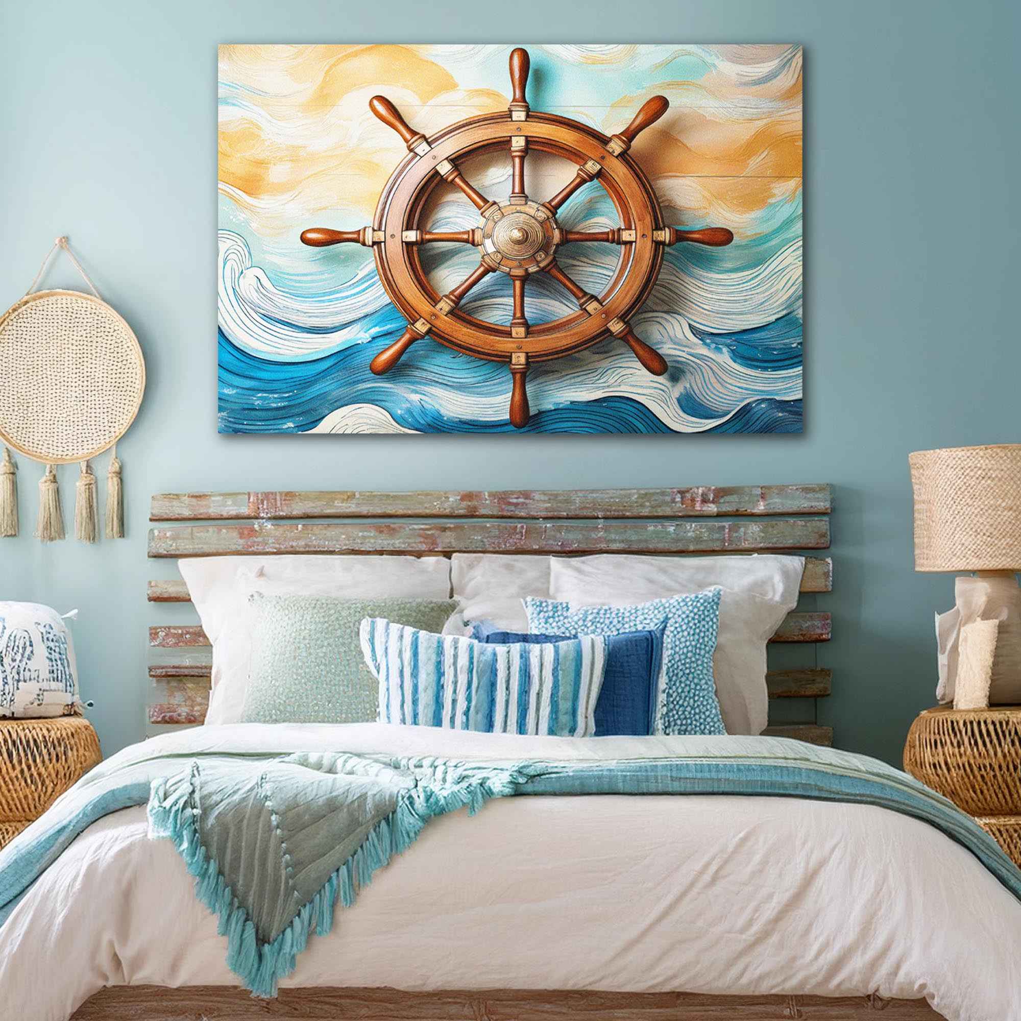 Sailboat Ship Wheel Coastal Wall Art II