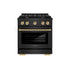 ZLINE 30"Paramount Dual Fuel Range Black Stainless Steel, Champagne Bronze SDRBZ-30-CB