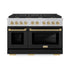ZLINE 48"Paramount Dual Fuel Range DuraSnow® Black Matte, Champagne Bronze SDRSZ-BLM-48-CB