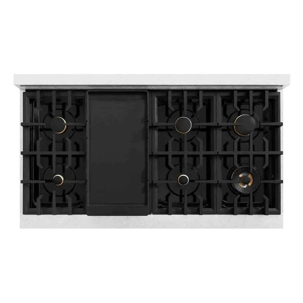 ZLINE 48" Classic Gas Range, Convection Gas Oven DuraSnow® Stainless Steel, Champagne Bronze CGRSZ-48-CB