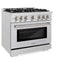 ZLINE 36" Select Dual Fuel Range Gas Cooktop Electric Convection Oven DuraSnow® Stainless Steel HDRS-36